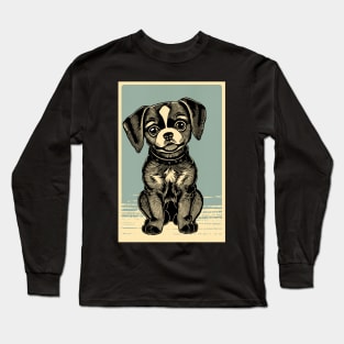 Adorable Wood Block Puppy Long Sleeve T-Shirt